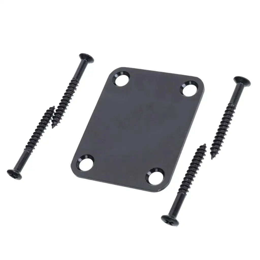 Iron Guitar Neck Plate Silver Tone Instrument Replacement Parts Kit for Electric Bass Guitar Neck