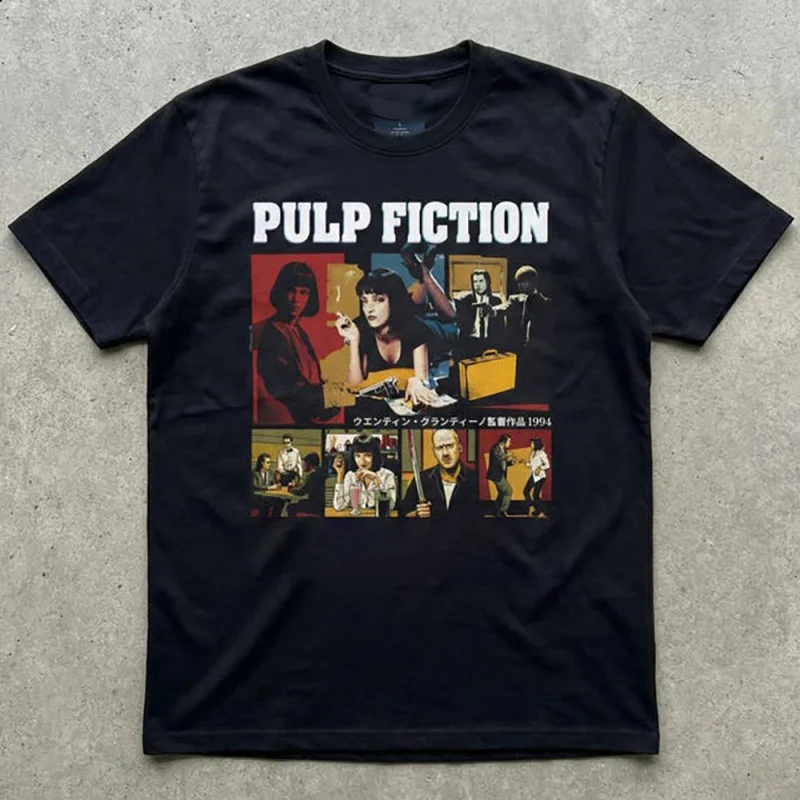 0422 Retro movie Pulp Fiction Vintage Gift t shirt 100% cotton printed tee Crew Neck Short Sleeve Graphic clothes All size tops