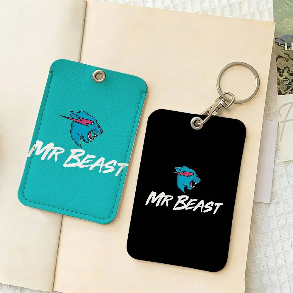 Game Blogger Mr-Beasts Style PU Access Card Holder with Keychain - Executive Protection for Bank card,Subway, Bus Card case