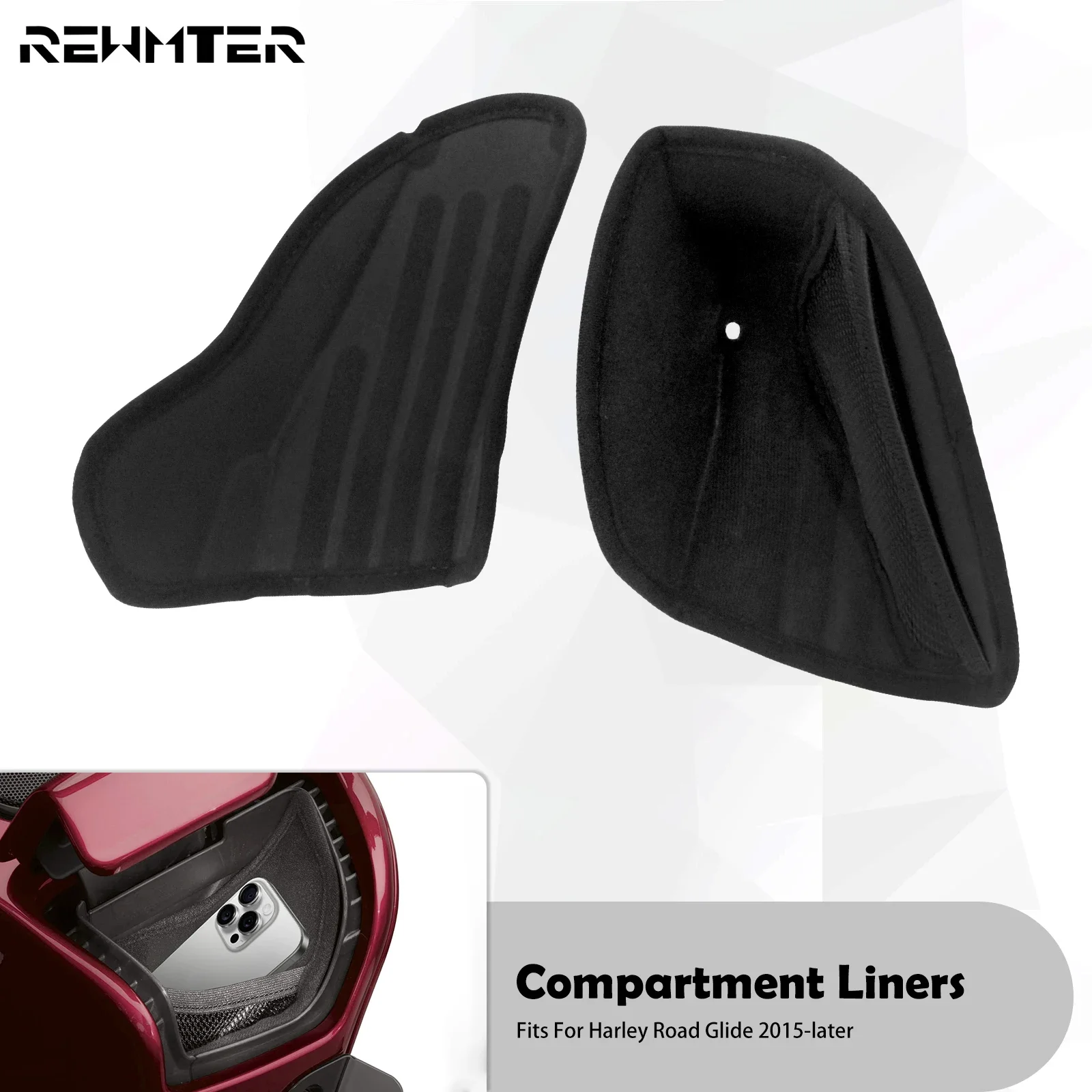 

Motorcycle Compartment Liners Tool Box Storage Bag Left Right Inner Pad For Harley Touring Road Glide FLTRX FLTRXSE 2015-Up 2PC