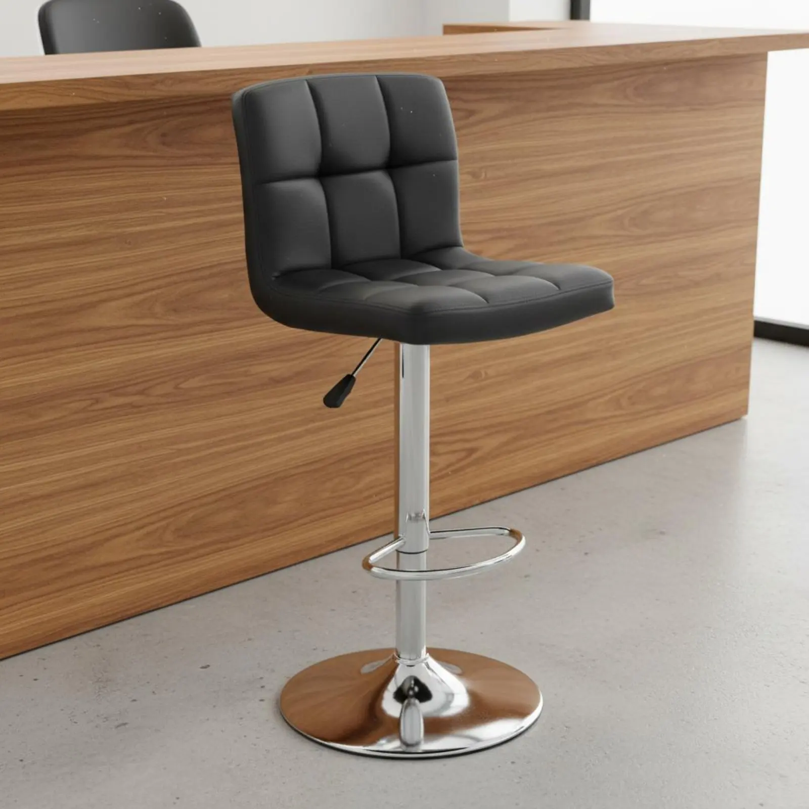 

2 Pieces Adjustable Bar Stool Modern Simple Design Bar Stool with Backrest Upholstered Barstool Footrest Home Seating Sturdy