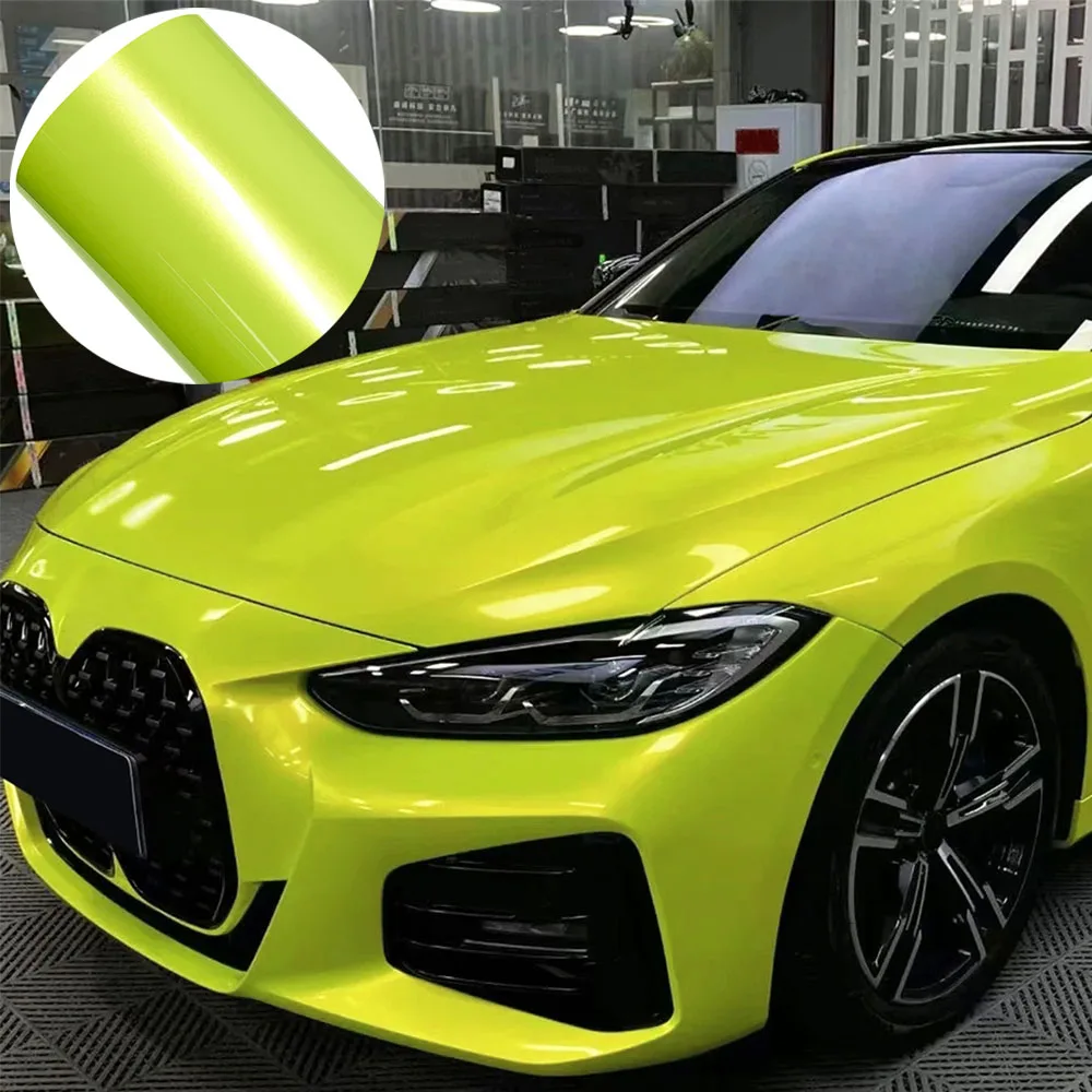 Multicolored Coral Florescent Yellow Car Vinyl Wrap Film PET Waterproof Color Change Decal PVC Sticker for Auto Motorcycle