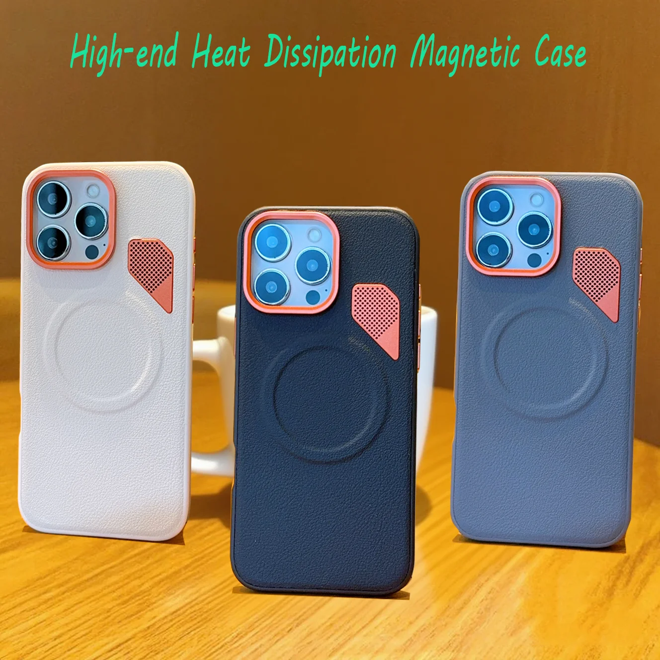 

Чехол для телефона с рассеиванием тепла для Apple iPhone 16e 16 15 Pro Max Plus Magsafe, роскошный магнитный прочный противоударный чехол из искусственной кожи