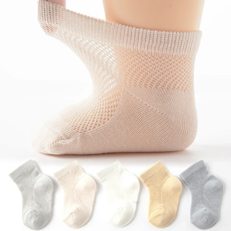 5 Paare/satz Baby Mesh Socken Einfarbig Hohl-out Infant Kurze Socke Sommer Atmungsaktive Kinder Kleinkind Sport Socken