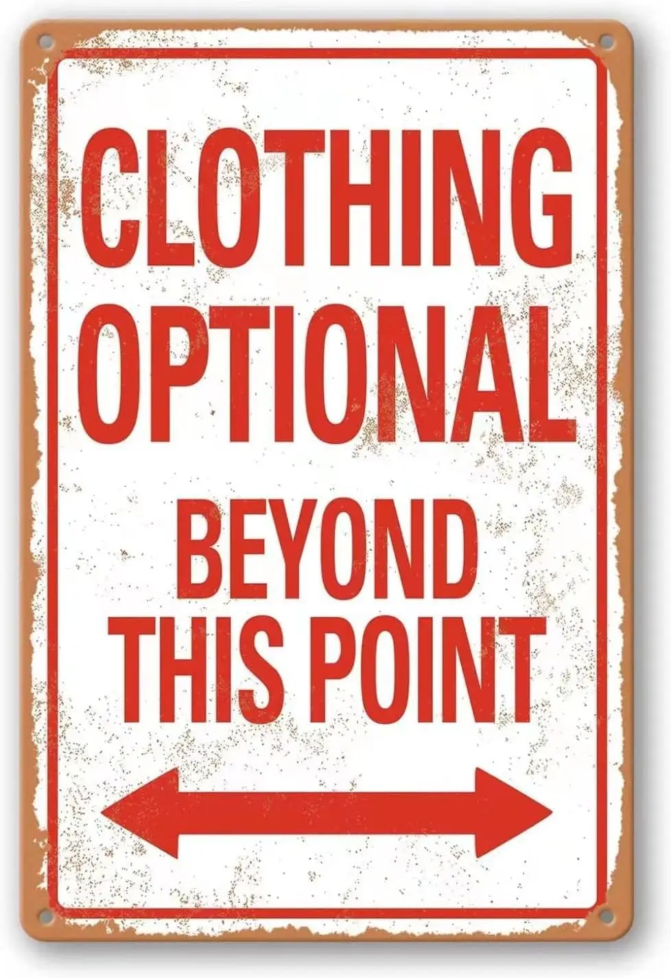 Vintage Tin Sign Clothing Optional Beyond This Point Sign Vintage Metal Funny Metal Sign Wall Decor for Home Front Door Ind sign