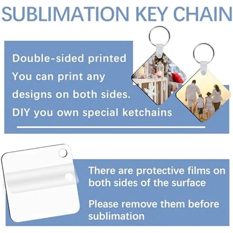Stock Quantity 240Pcs Sublimation Keychain Blanks Double Sides 80 MDF Sublimation Keychains Blank With 160 Rings And Clips