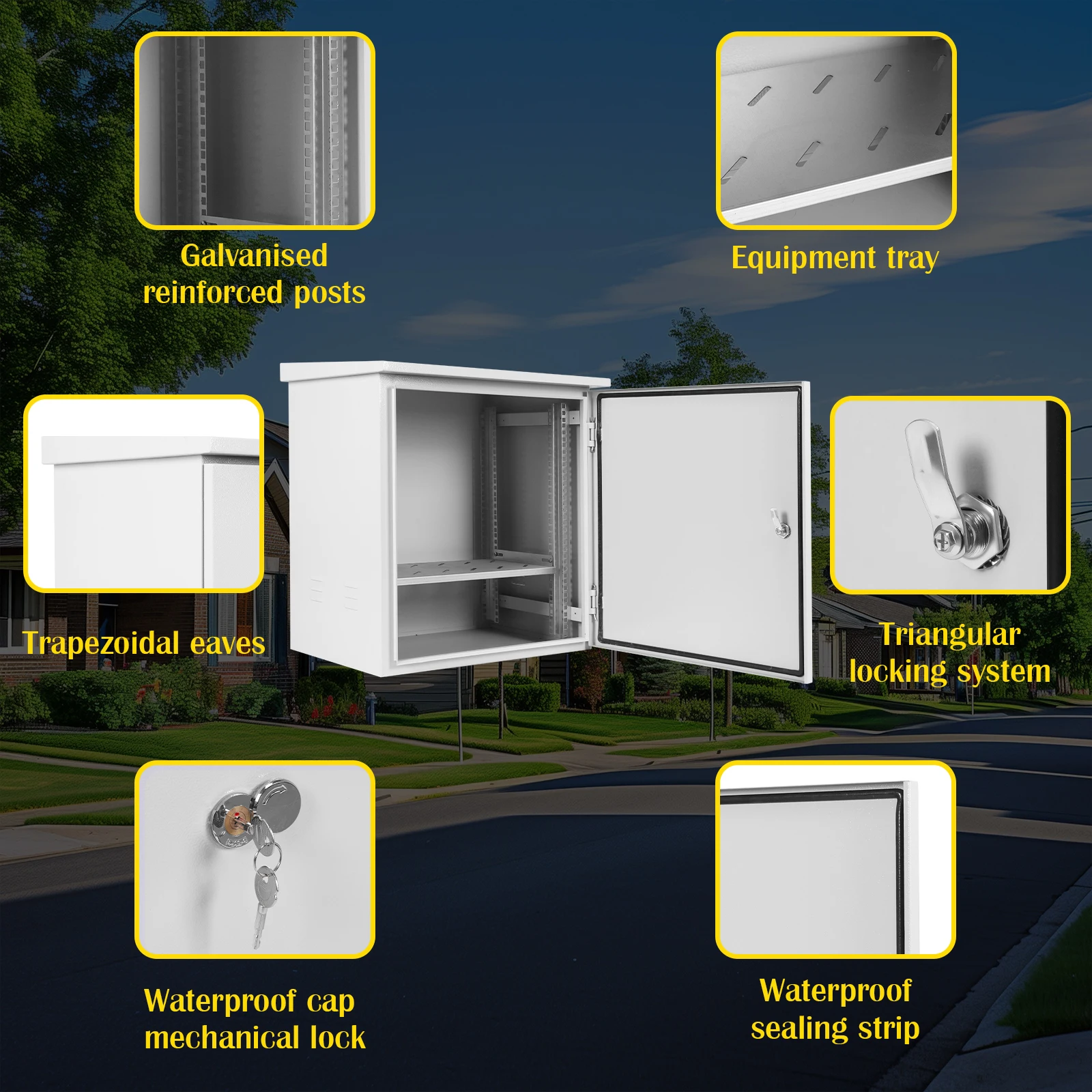 

Outdoor Electrical Box IP55 Waterproof Outdoor WiFi Enclosure 24x24x28in Weatherproof with Fan-Vent Design