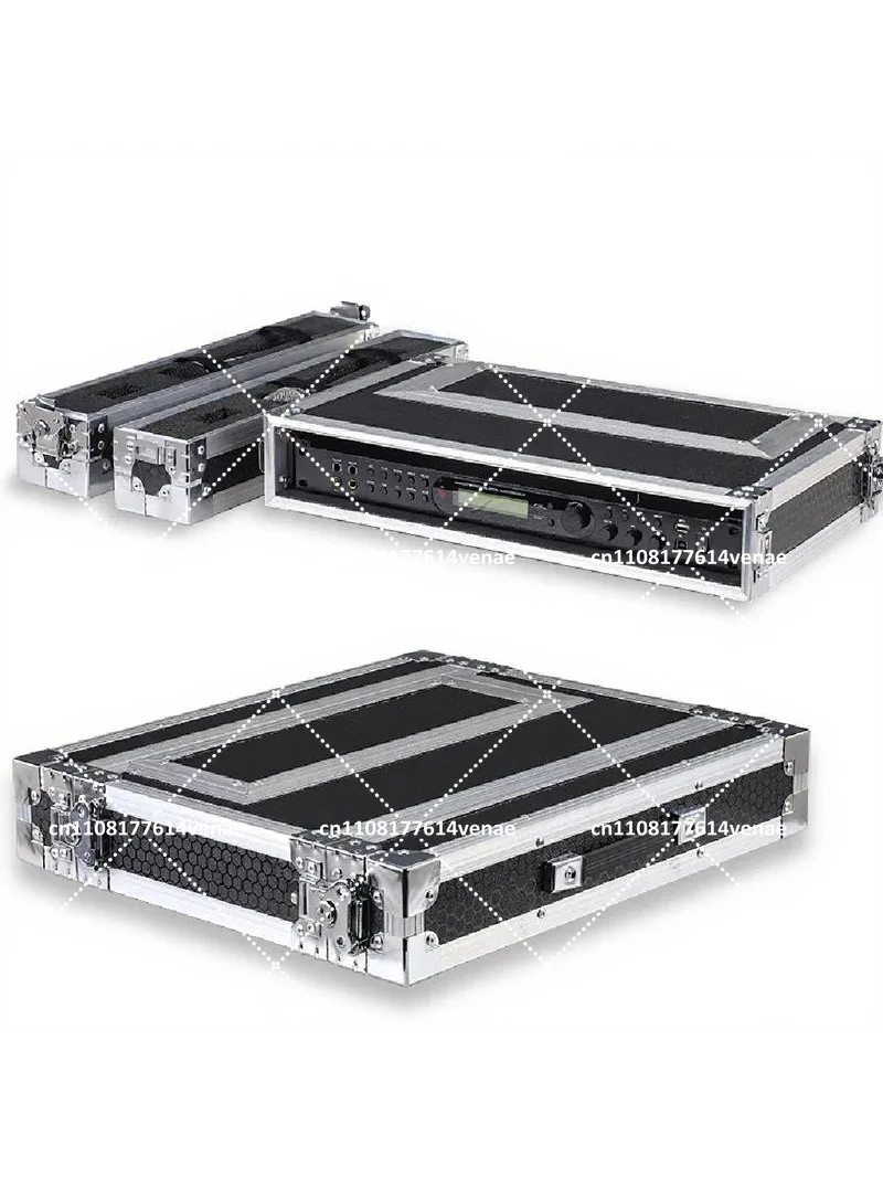 Wireless Microphone Case Aluminum Alloy Flight Case Receiver Cabinet Storage Box for One-to-Two Mic System