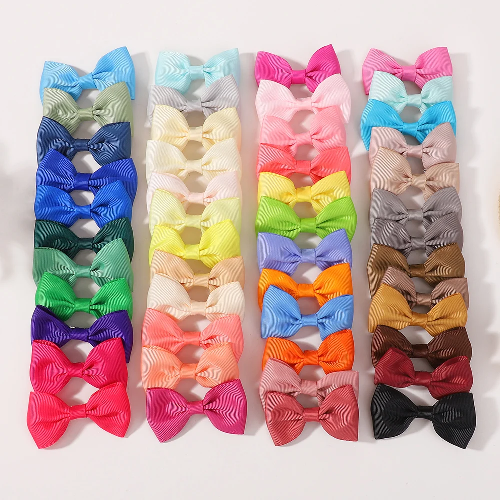 40 Stück Baby-Haarspangen, solides Band, Schleife, bunt, handgefertigt, niedliche Kopfbedeckung, Haarnadeln, Kinder-Haar-Accessoires für Mädchen
