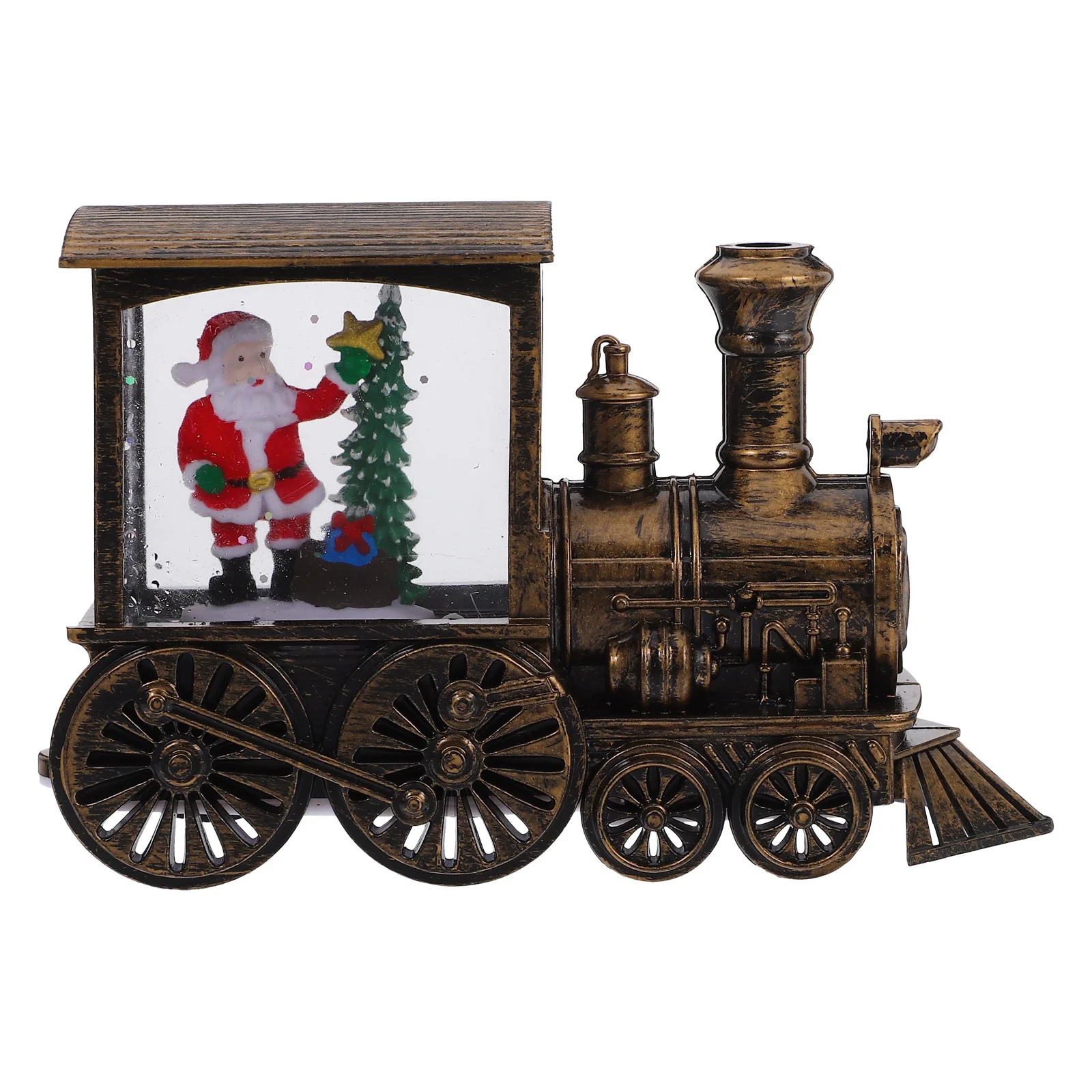Cabeza de tren brillante, adorno navideño, luz nocturna, globo de nieve, decoraciones navideñas de Papá Noel, centro de mesa festivo para interiores
