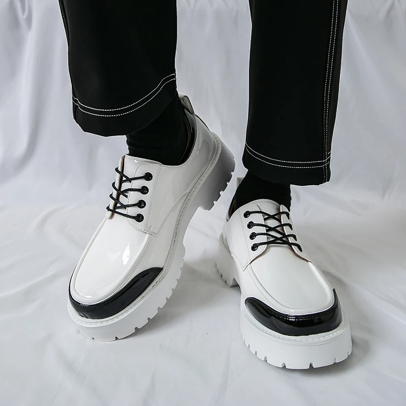 

Fashionable Thick Soled Men Leather Low Heel Oxford Shoes Classic British Style Soft Sole Leather Casual High-quality Men Shoes