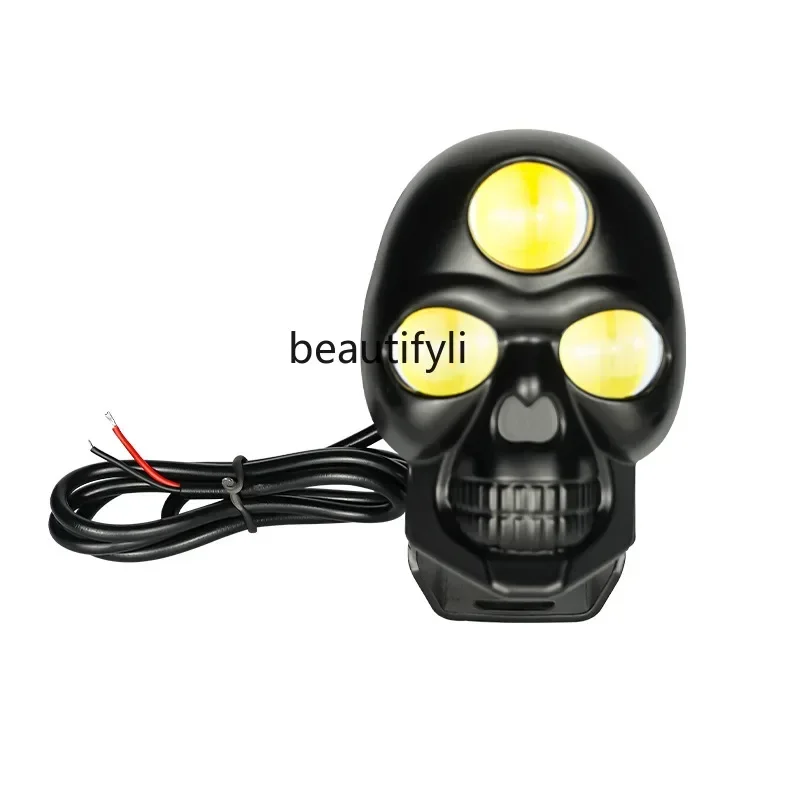 

S23 Motorcycle led headlight black plastic skull decorative light modified motorcycle lights