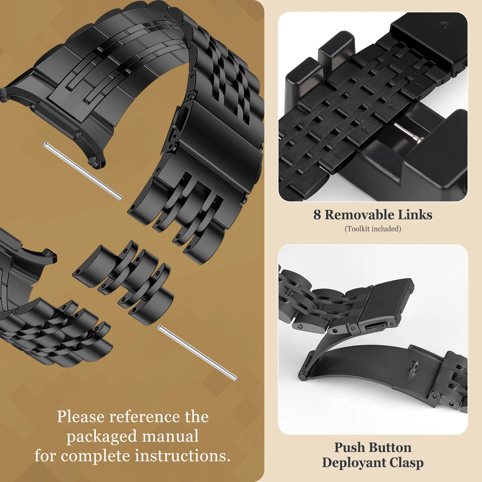 삼성 갤럭시 시계 울트라 스트랩 47mm 액세서리에 대한 스테인레스 스틸 스트랩 금속 팔찌 벨트 correa 갤럭시 시계 7 울트라 밴드