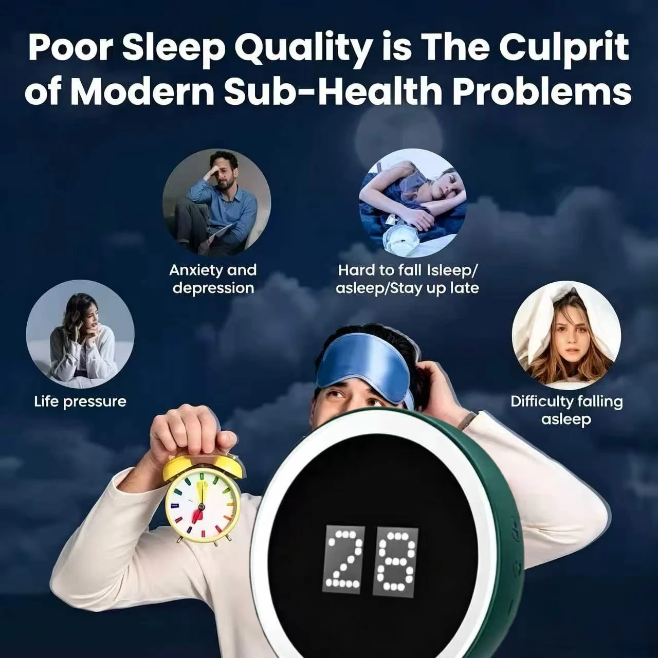 CES Sleep Aid Device EMS Microcurrent Therapy Ear Clip Machine for Insomnia Anxiety Depression Relief Handheld Hypnosis