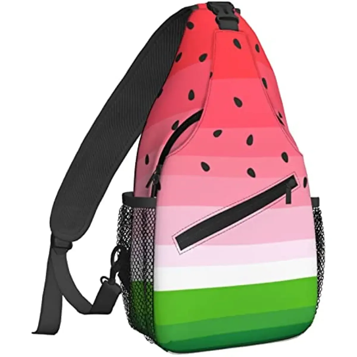 Cute Watermelon Slice Sling Backpack Chest Bag Crossbody Shoulder Bag Gym Cycling Travel Hiking Daypack for Men Women Polyester