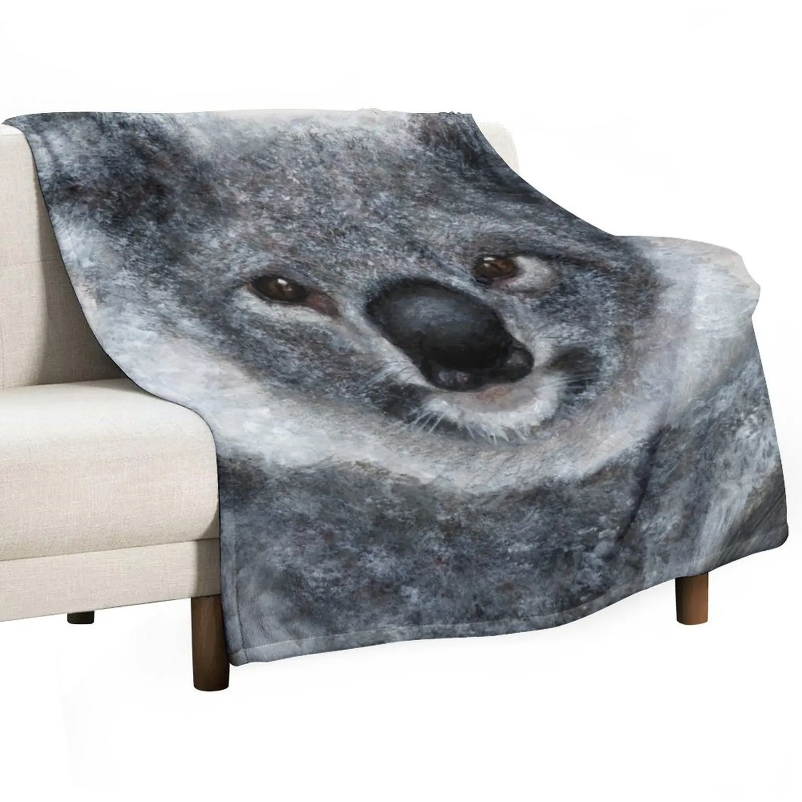 Koala Watercolor Art Throw Blanket sofa bed Furrys for winter Furry Blankets