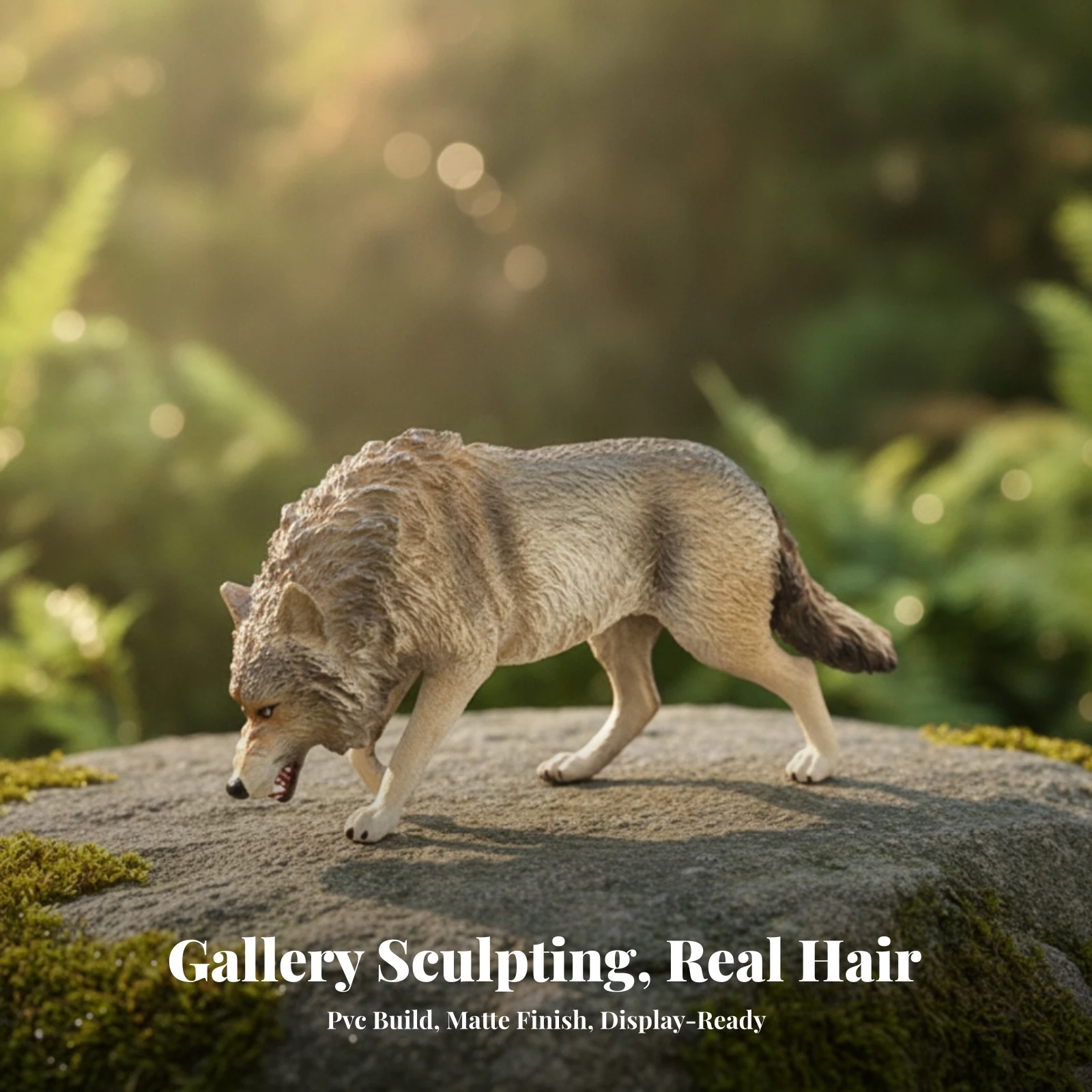 Standing Wolf Animal Model Lifelike Wildlife Sculpture with Realistic Pelage Texture Figurine Compact for Collectors