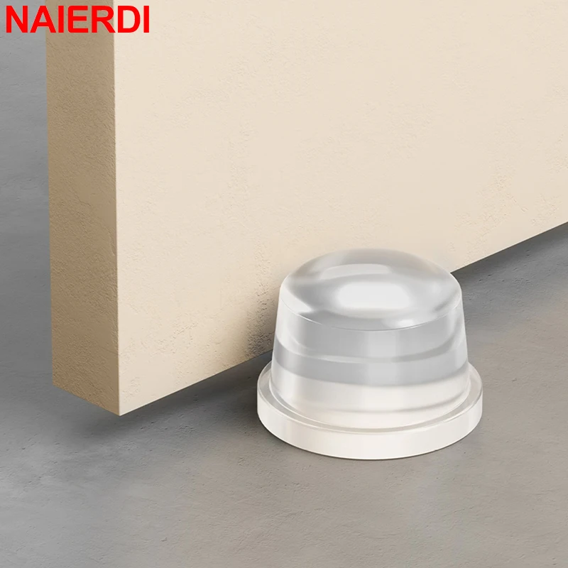 NAIERDI Wall Protector Silicone Door Stopper Self-Adhesive Nail-Free Door Stops Anti-Collision Door Holder Hardware