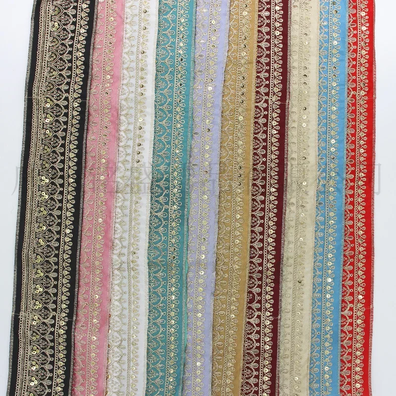 1 Yards Embroidery Sequin Ribbon for DIY Bag Clothing Costumes Accessories Sewing Decoration Trims