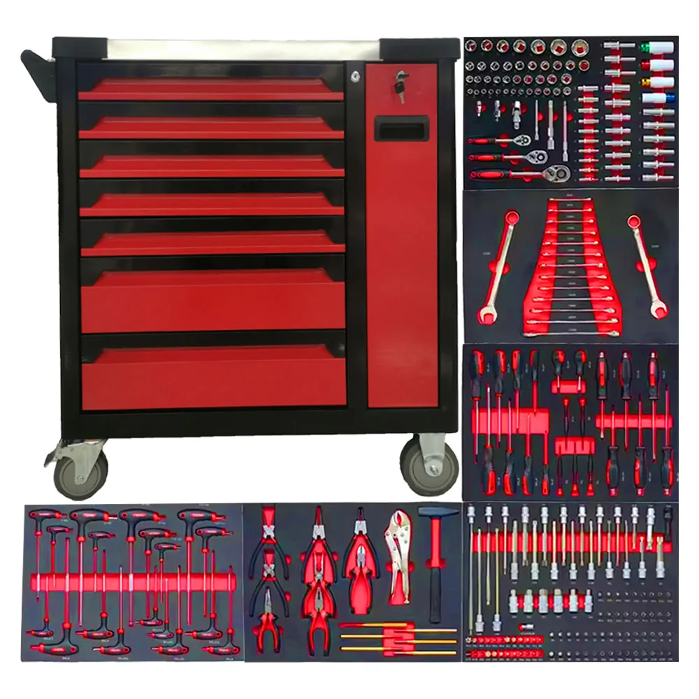 forCE 258 pcs Tool Set 2024 New Design  Rolling Tool Chest/Trolley/Cart with Self-Function for Garage Storage