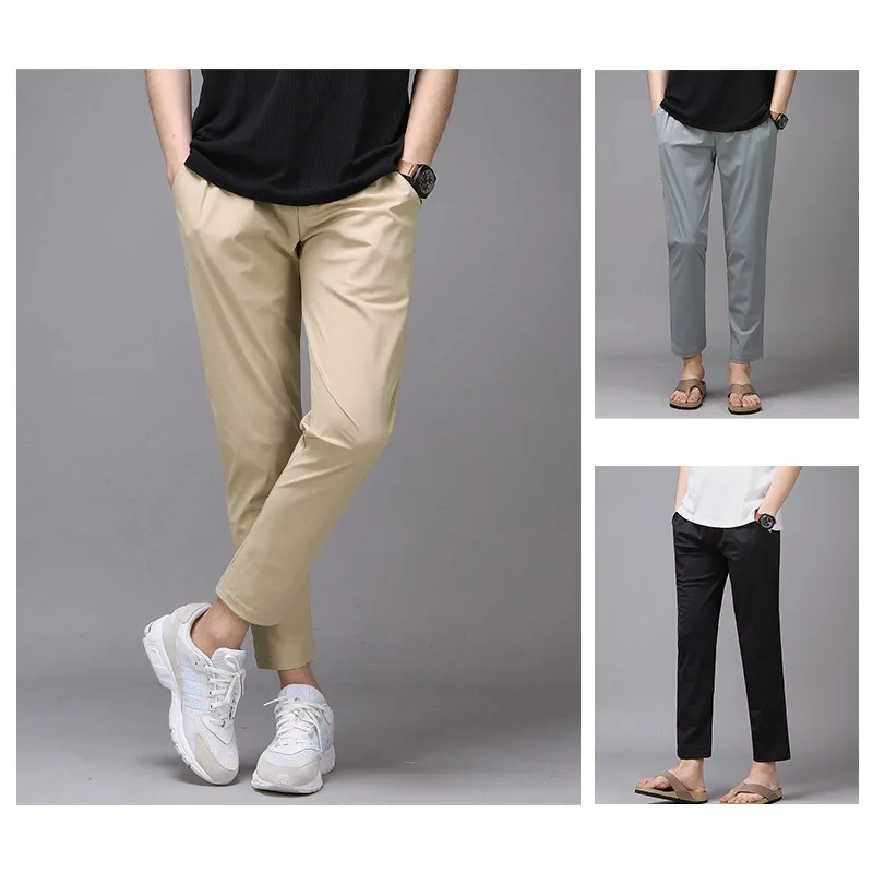 

Men's Summer New Fashion Trend Solid Color Loose Large Size Straight Casual Pants