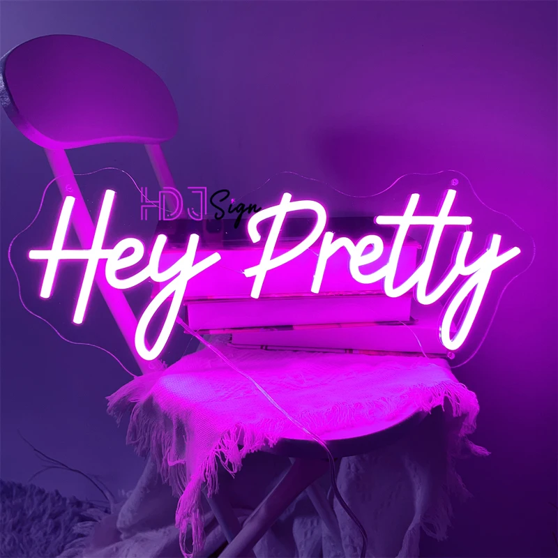 Hey Pretty Neon Sign Lights Girls Room Decor Bedroom Beauty Salon Neon Sign Led Lights Wall Decor Birthday Gifts Christmas