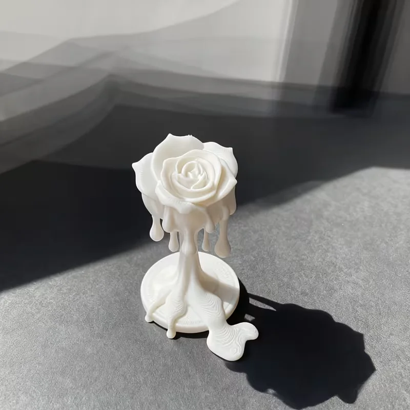Melting Rose Figurine Black Rose Statue Gothic Floral Tabletop Bedroom Window Sill Decor Dark Aesthetic Small Art Sculpture Gift view 2