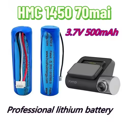 HMC1450 Lithium Ion Battery 3.7V 500mAh 70mai Smart Dash Cam Pro, Midrive D02 Replacement Battery 3-wire Plug 14*50mm