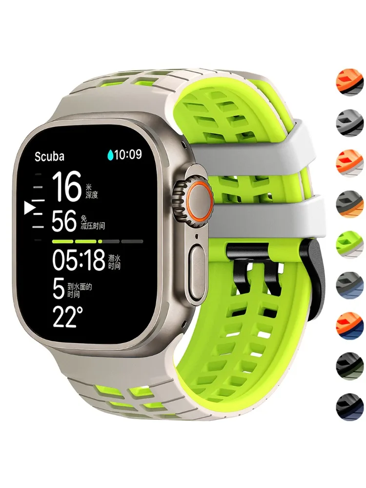 Atmungsaktives Armband für Apple Watch Ultra 3 2 Series 11 10 9 7 8 6 SE 49mm 45mm 46mm 42mm 44mm Silikonarmband Correa iWatch Armband
