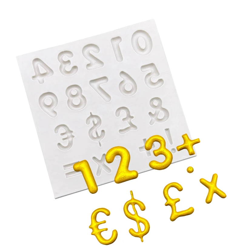 Number Currency Symbol Silicone Sugarcraft Mold Resin Tools Cupcake Fondant Cake Decorating Tools