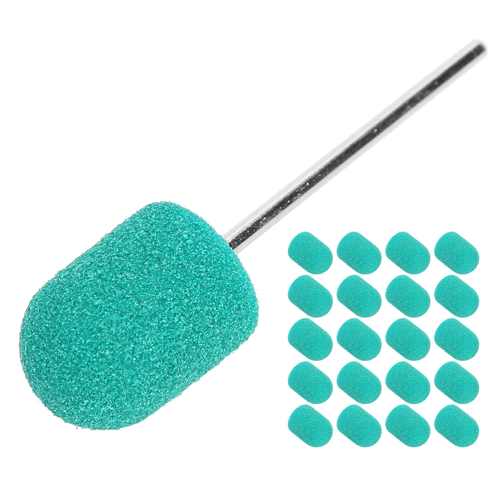 Nail Sanding Band Drill Bit Nail Art Polishing Sanding Cap Set Accessory (10 x 15mm)Green