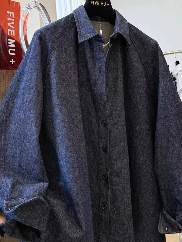 

Джинсовая рубашка-куртка больших размеров с уникальным принтом, повседневная, дышащая, свободного кроя, с длинным рукавом, осенняя