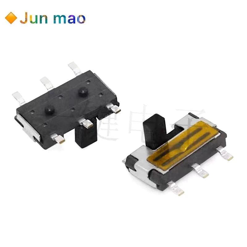 10PCS MST-22C02T Mini MINI Flip Switch with Yellow Film Small 6-pin 2-speed Vertical Surface mounted Sliding Switch with Slot