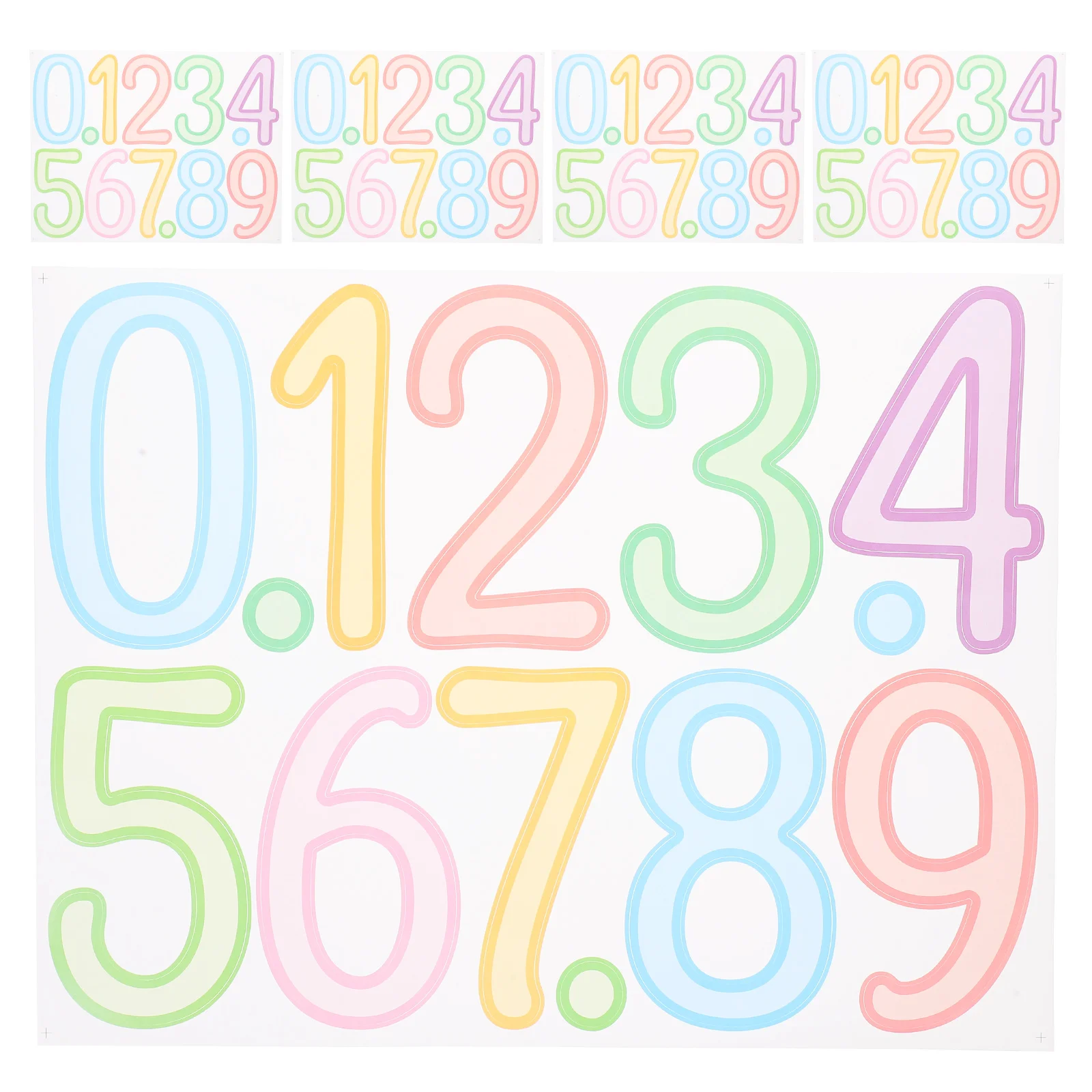 

5 Sheets Digital Stickers Selfadhesive Number Labels for Mailbox Bright Colors Removable Vinyl House Address Signs Numbers