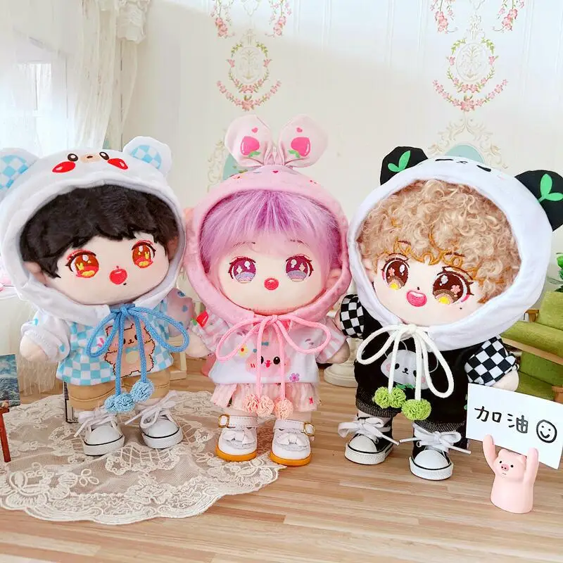 20CM Star Doll Clothes Lovely Animal Panda Rabbit Cute Plush Dolls Accessories Generation Kpop EXO idol Dolls Gift DIY Toys