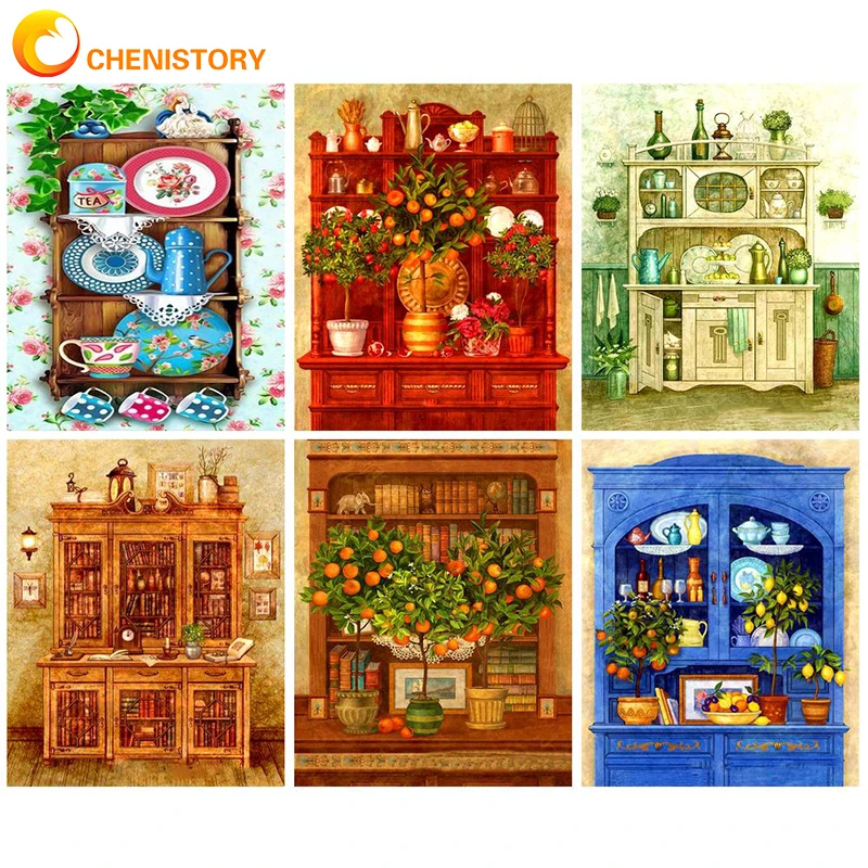 

CHENISTORY Paintings By Numbers Still Life Painting Shelf Oil Painting Hand Painted Art Gift DIY Picture Kits Home Decoration