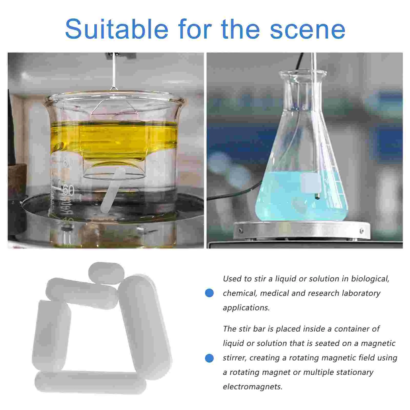 5 Pcs Magnetic Stirrer Laboratory Equipment Heated Mixer Bars Accessories Electromagnetic Stirring Rod Overhead