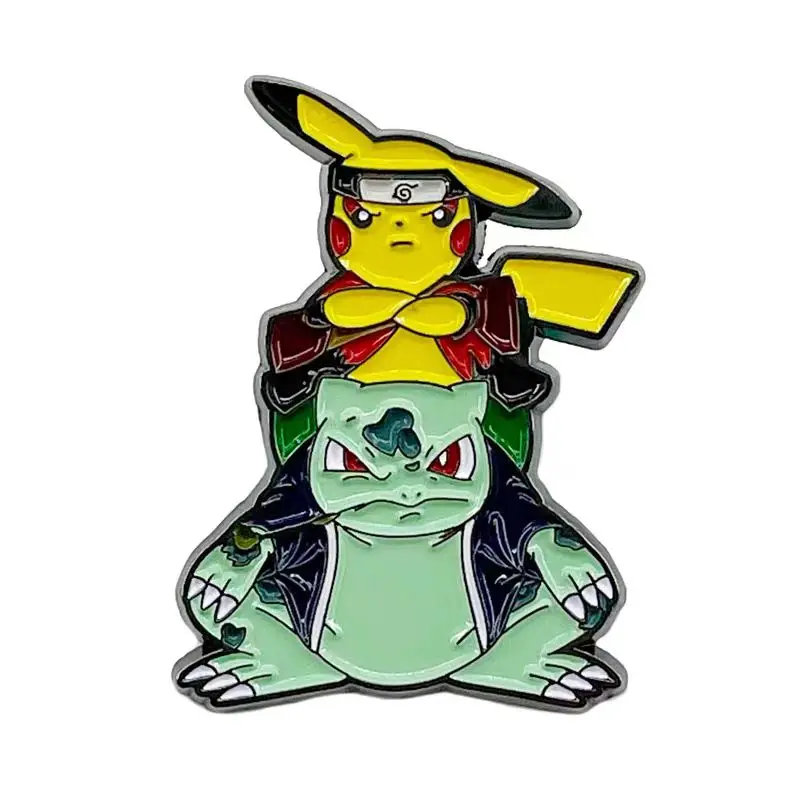 Lindo Anime Pokemon Pins broche de Metal Lampent Ampharos Clefairy Eeveelution Rockman accesorio de moda para sombreros mochilas regalo