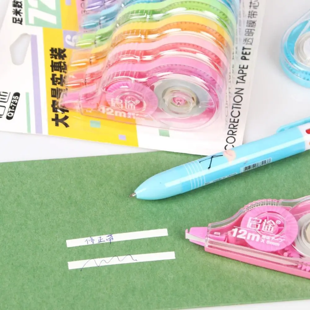 6PCS High Quality Candy Color Correction Tape Strong Covering 72M Smear Corrector Easy To Cover Altered Tools