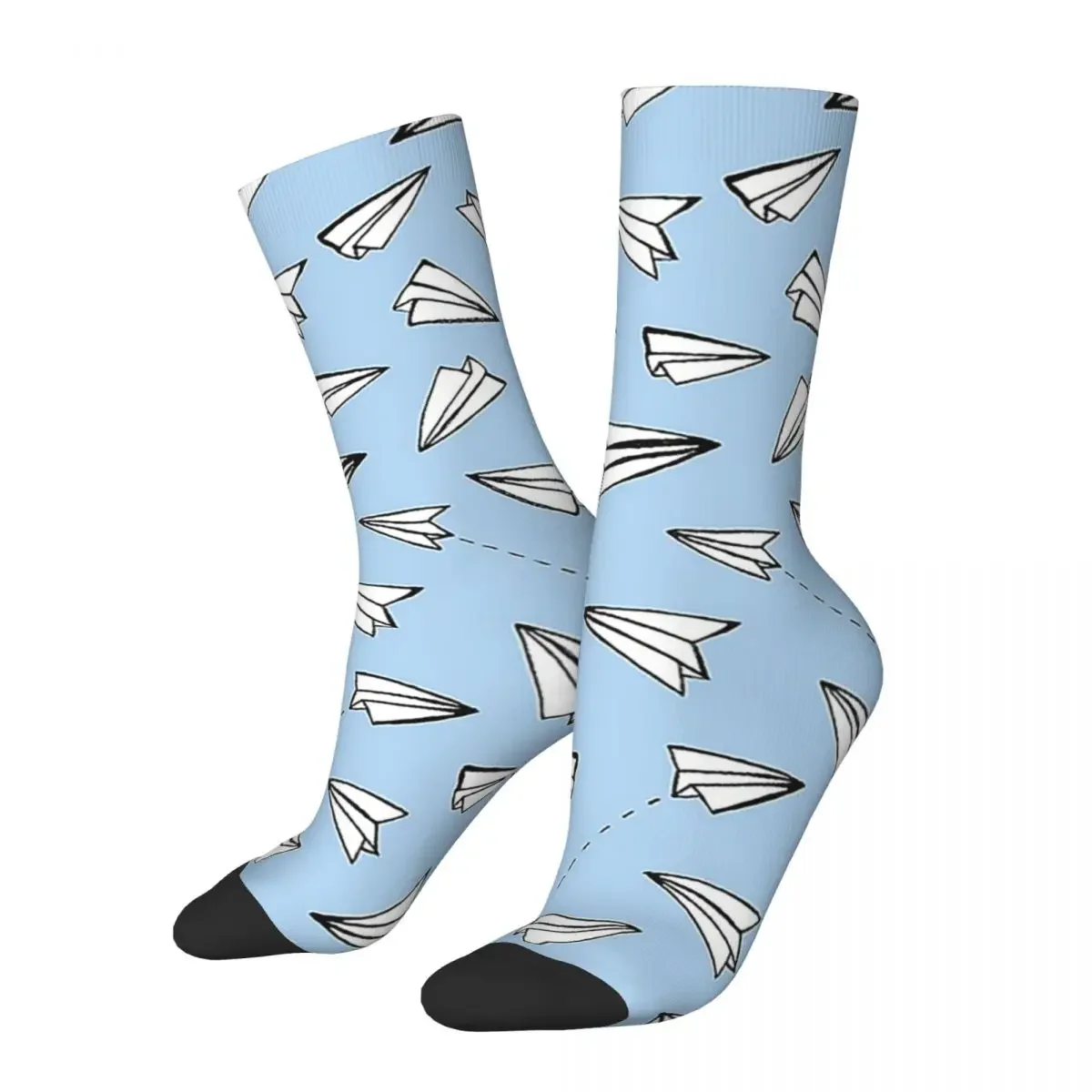 Calcetines azules de papel para hombre y mujer, medias largas de alta calidad, estilo Harajuku, accesorio para todas las estaciones, ideal para regalo de cumpleaños