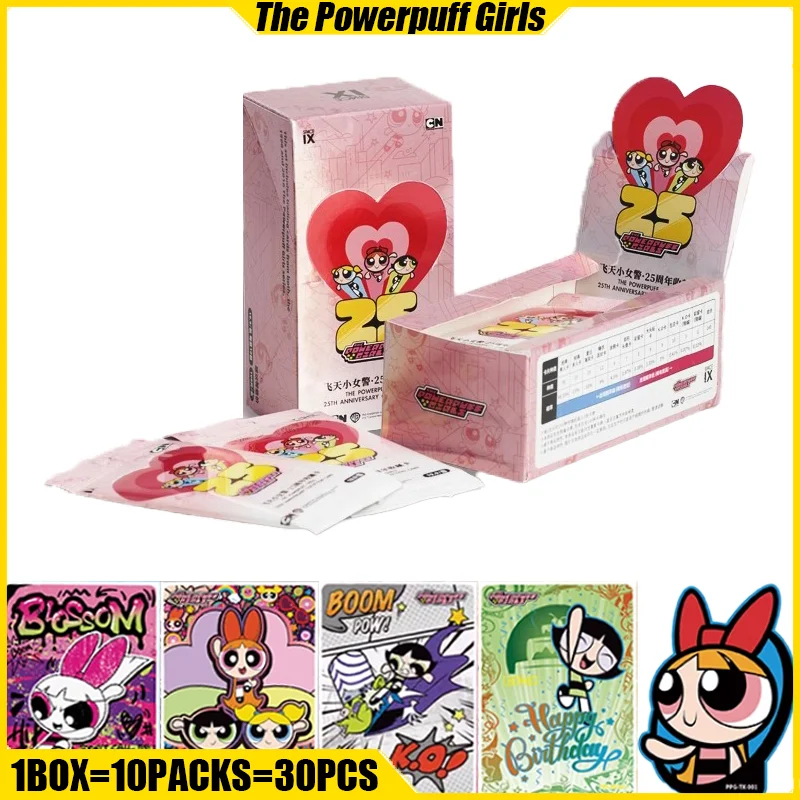 The Powerpuff Girls Cards 25th Anniversary Anime Collection Cards Mistery Box Board Games Toys Birthday Gifts for Boys and Girls