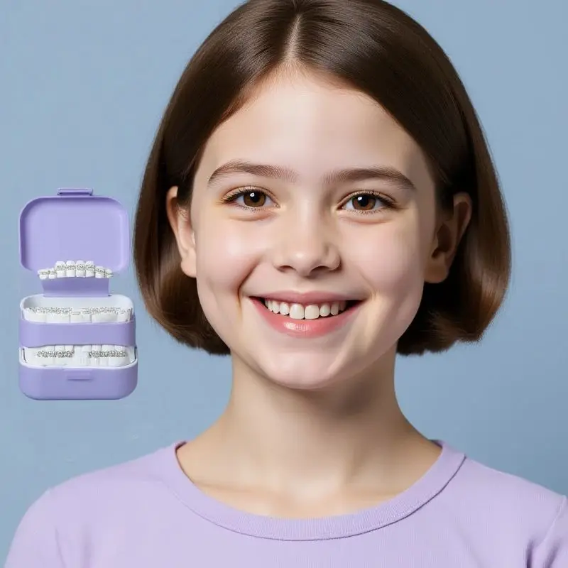 

Portable Retainer Case Mouth Guard Box Oral Cleaning False Teeth Denture Storage Box Teeth Aligner Double Layer Braces Box