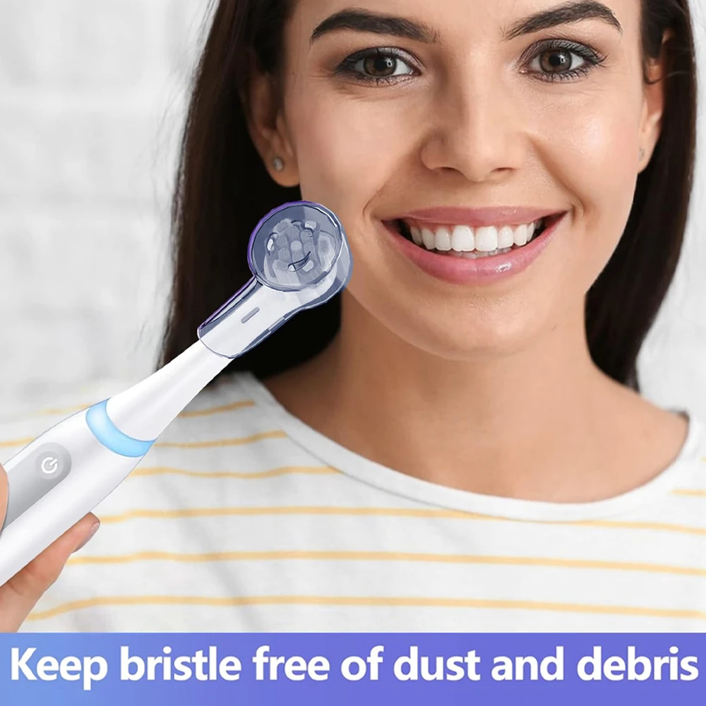 4x متوافقة مع رؤوس فرشاة الأسنان الكهربائية أورال بي آي أو، أغطية مقاومة للغبار، أغطية غطاء حماية لرؤوس فرشاة الأسنان المستديرة أورال بي