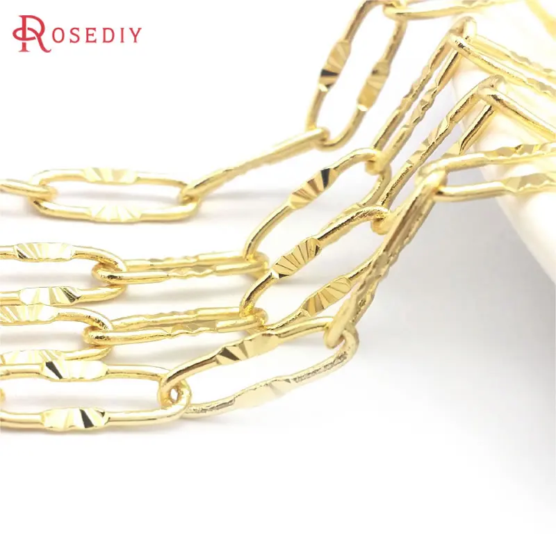 18K Gold Color Brass Long Oval Shape Necklace Chains Jewelry Chains High Quality Necklace Accessories Rosediy official-website