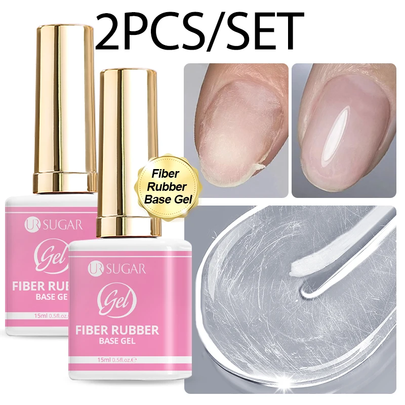 

UR SUGAR 1/2Pcs Clear Fiber Rubber Base Gel Manicure Broken Nail Repaired Construction Fiberglass Semi Permanent Soak Off UV Gel