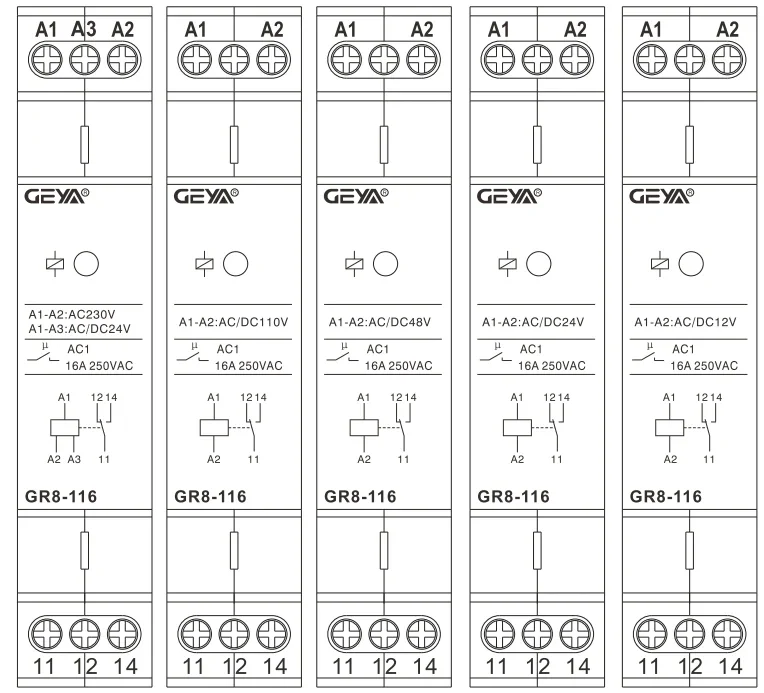 GEYA GR8 Intermediate Switch AC/DC12V 24V 48V 110V AC230V Auxiliary Relay 8A 16A 1SPDT 2SPDT 3SPDT Electronic Relay Switch
