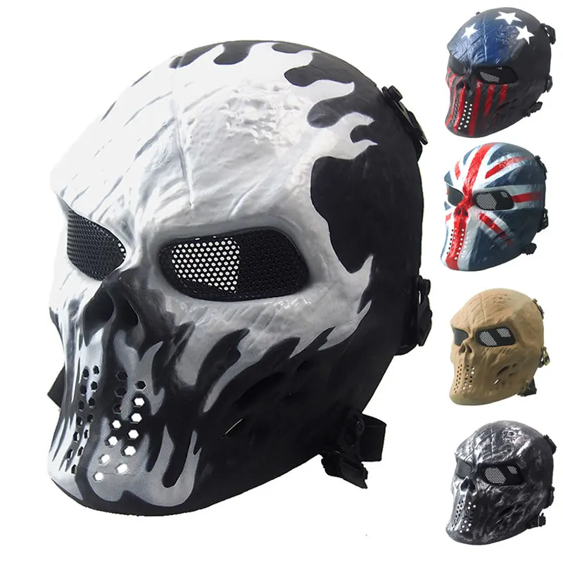 Skull Cosplay Mask Tactical Airsoft Paintball Protective Mask Full Face Halloween Cosplay War Game Decoration Riding QG244S