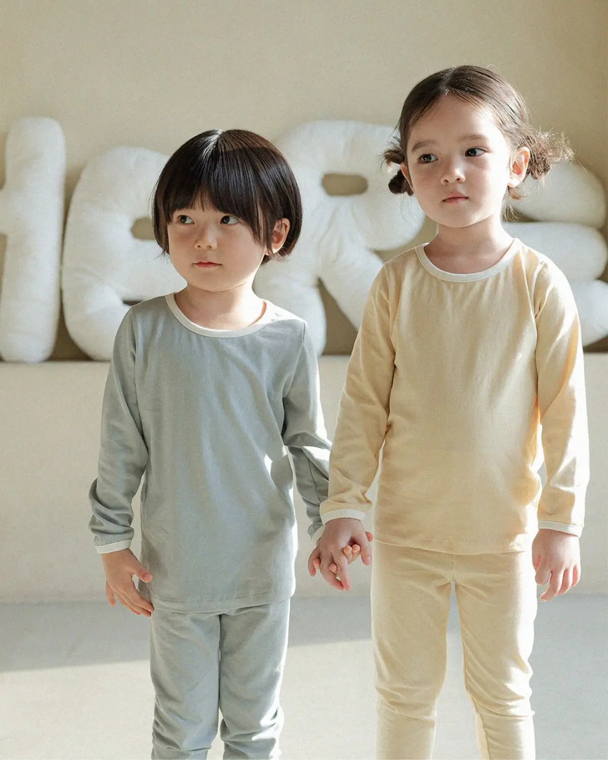 2025 Autumn New Baby Long Sleeveless Clothes Set Kids Boys Girls Cotton Pajamas Outfits Toddler Solid Tops + Pants 2pcs Suit