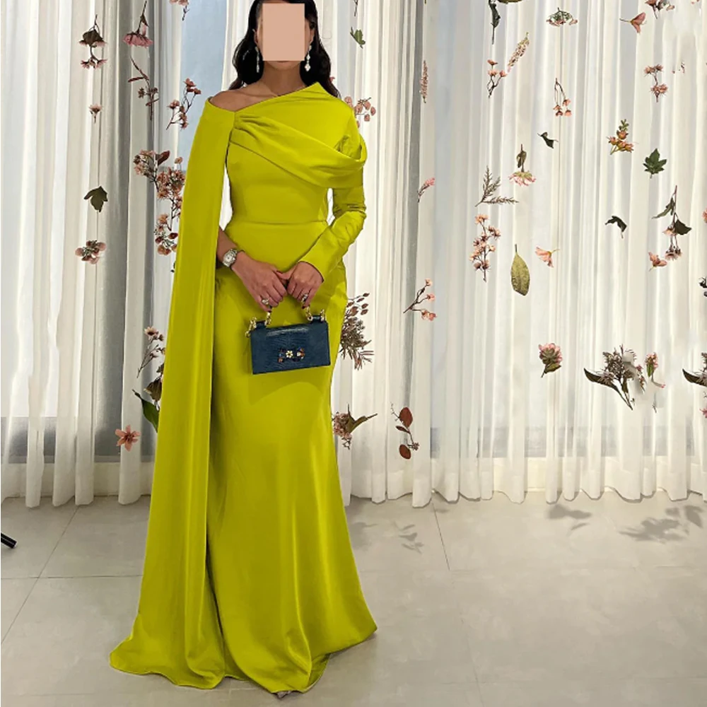 Customized Simple High Quality Classic Jersey Pleat Ruched Column Long Dress Evening Dresses Formal Matching Elegant Prom Gowns