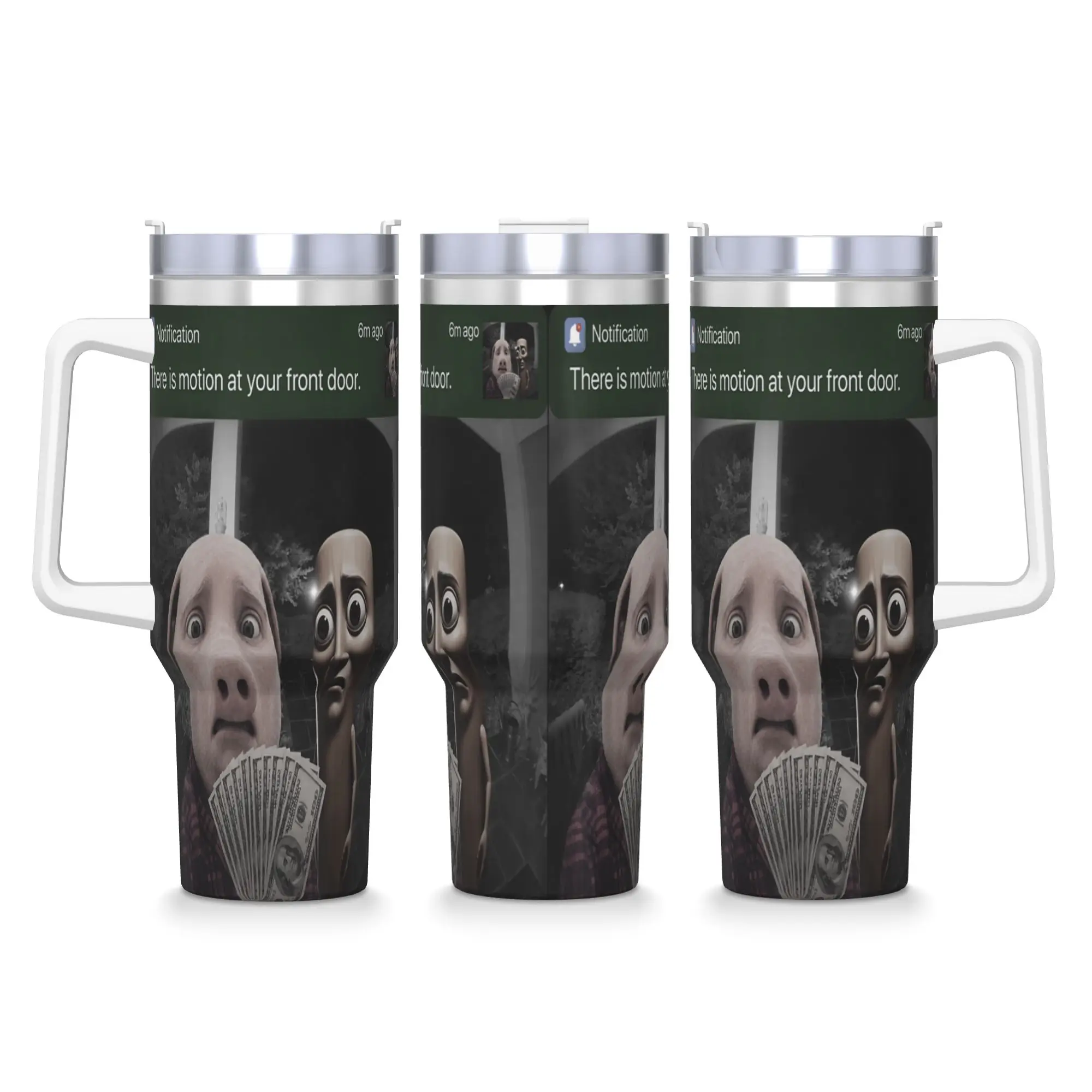 Stainless Steel Tumbler John Pork and Tung Tung Tung Sahur Front Door Motion Coffee Mug Keep Heat Hot Drinks Mugs Cup